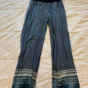 Striped Wide-Leg Pants with Geometric Hem